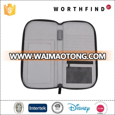 Wholesale polyester credit card RFID passport customized multifunction travel organizer document wallet